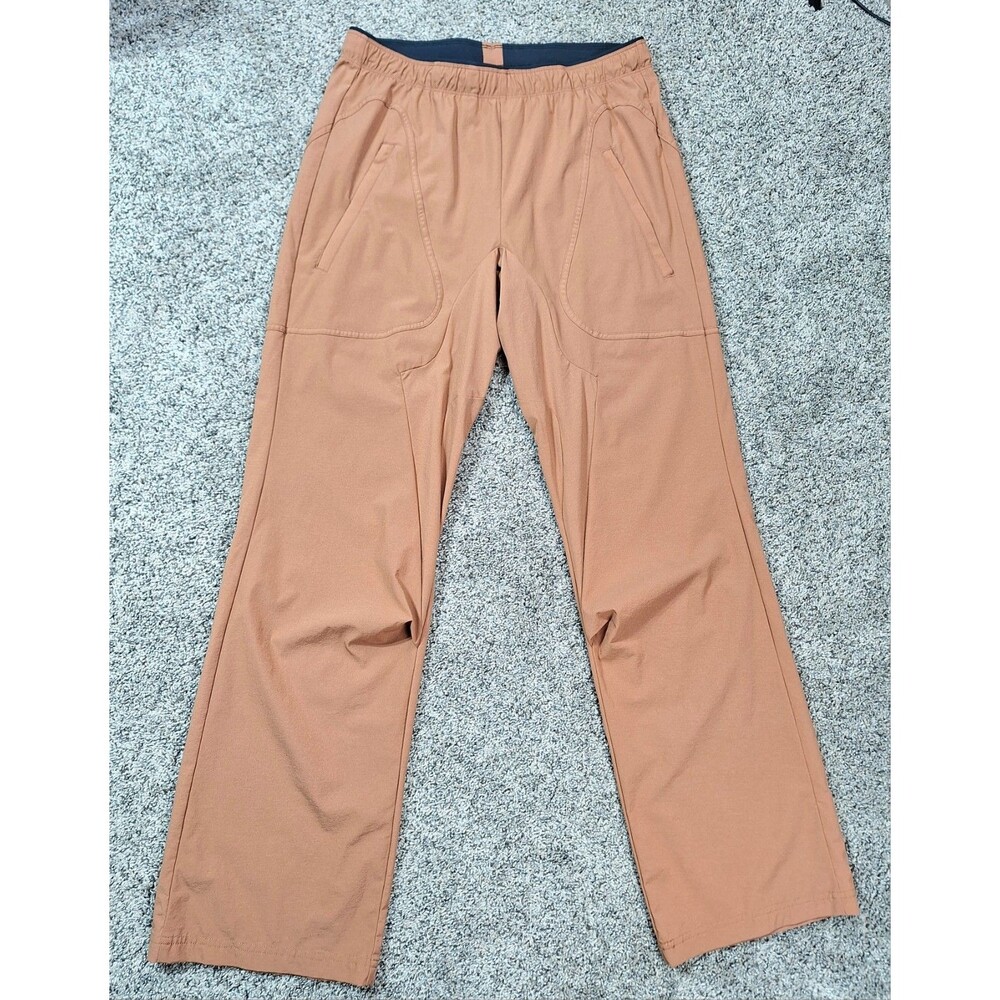 Paskho Women's Terracotta Rust Nylon Stretch Travel Pants Size M Straight Leg